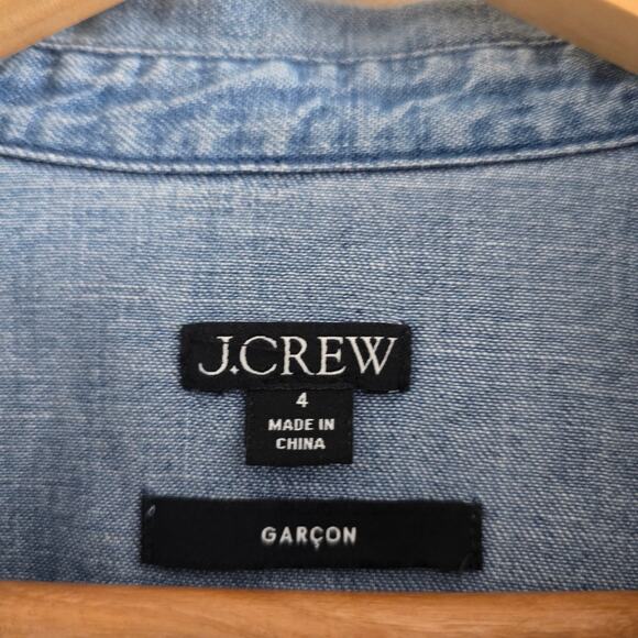 J. Crew Garcon Chambray Denim Western Shirt Pearl Button UP Size 4 (Fits like M) - Picture 4 of 9